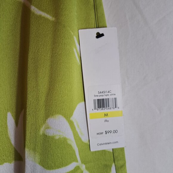CALVIN KLEIN Skirt Womens Size Medium Green‎ White Floral Print Slit Pencil NEW - Picture 5 of 8